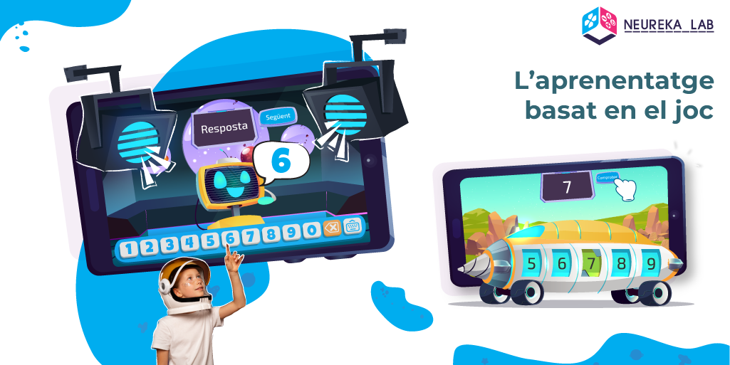 L’aprenentatge basat en el joc. Un nen aprèn mentre juga - experiència gamificada.