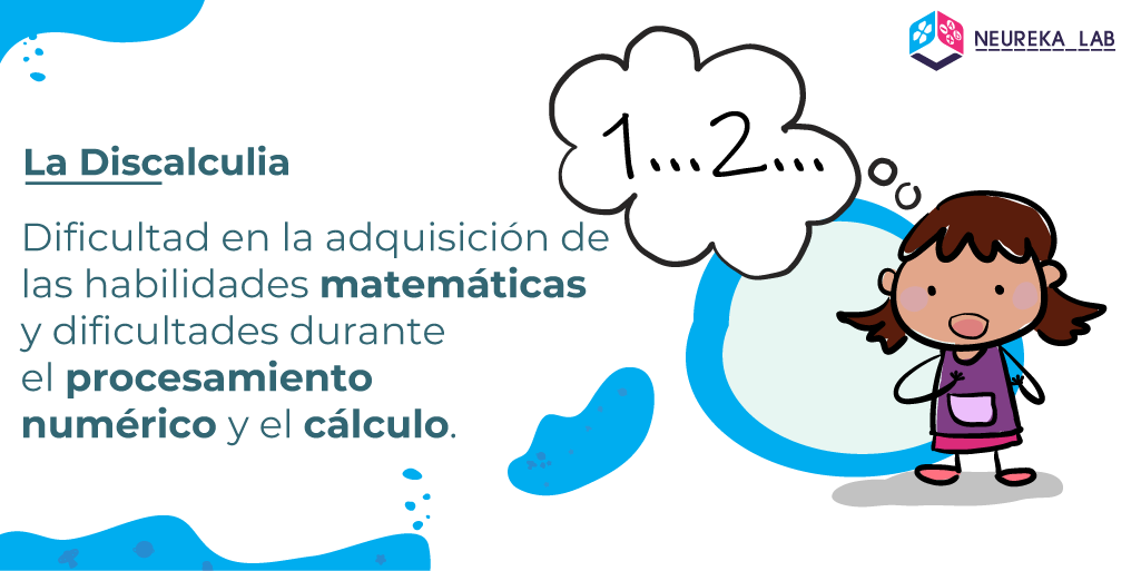 La discalculia es la dificultad en la adquisición de las habilidades matemáticas y dificultades durante el procesamiento numérico y el cálculo.